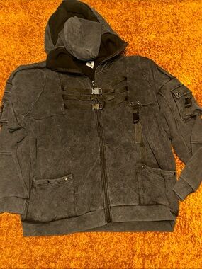 Men's Hooded Utility Shirt Jacket in Charcoal
